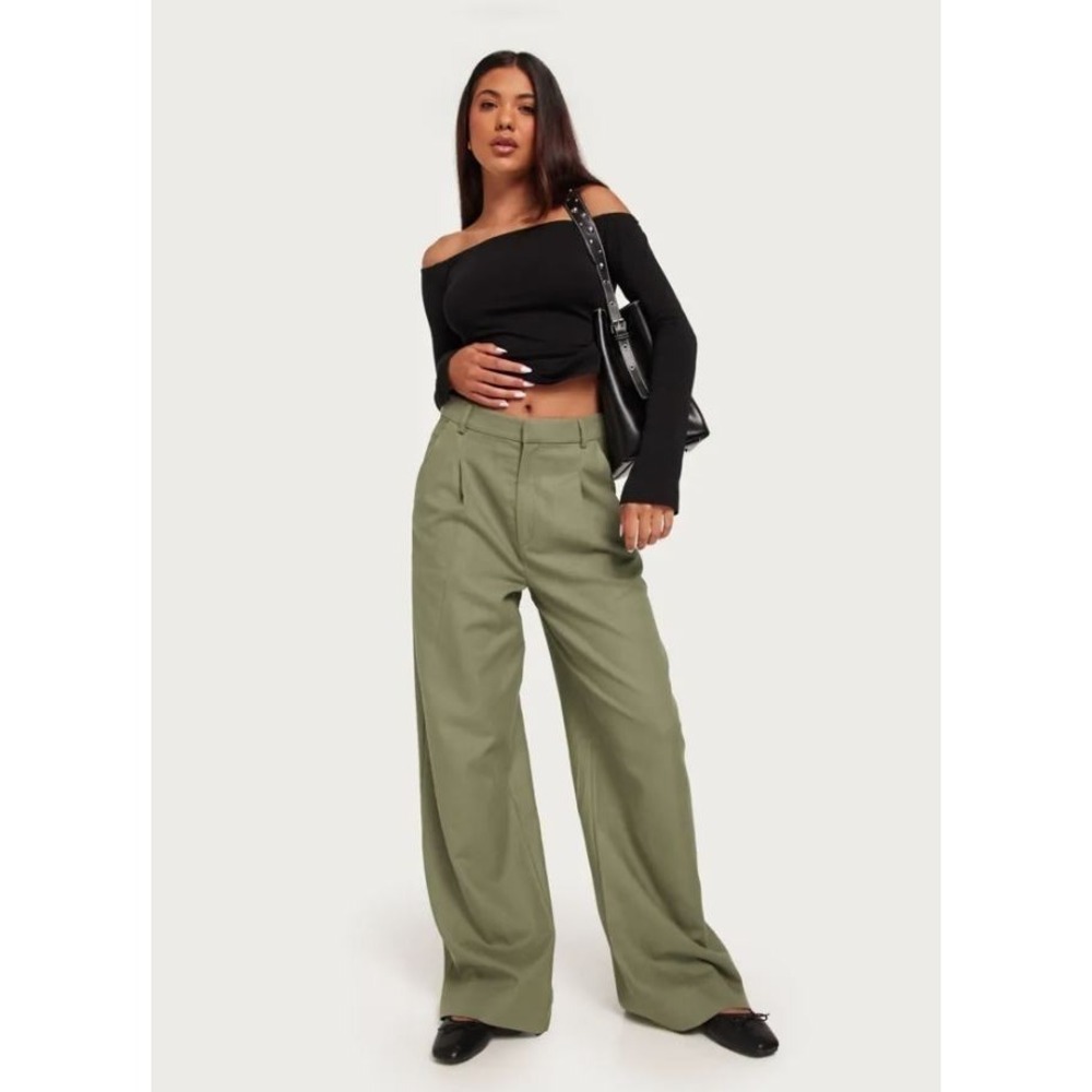 Gestuz Women's BirlyGZ MW Linen Pants In Mermaid Green Size 40EU Size 9US